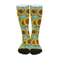 Blue Vintage Sunflower Pattern Print Long Socks