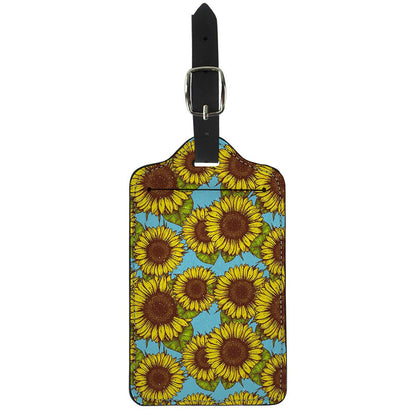 Blue Vintage Sunflower Pattern Print Luggage Tag