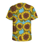 Blue Vintage Sunflower Pattern Print Men's Sports T-Shirt