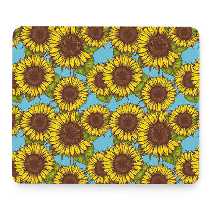 Blue Vintage Sunflower Pattern Print Mouse Pad