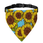 Blue Vintage Sunflower Pattern Print Over The Collar Dog Bandana
