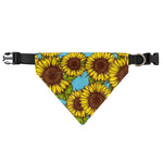 Blue Vintage Sunflower Pattern Print Over The Collar Dog Bandana