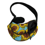 Blue Vintage Sunflower Pattern Print Pet Sling Carrier