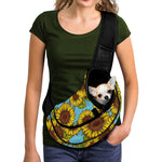 Blue Vintage Sunflower Pattern Print Pet Sling Carrier