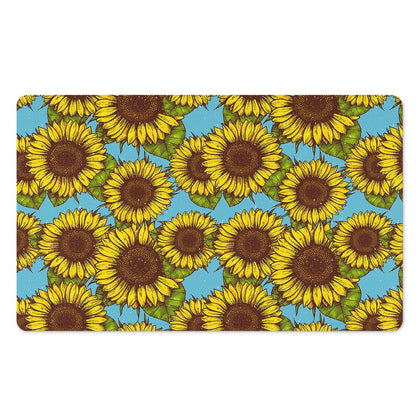 Blue Vintage Sunflower Pattern Print Polyester Doormat