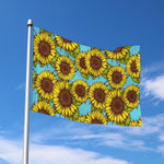 Blue Vintage Sunflower Pattern Print Polyester Flag