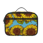 Blue Vintage Sunflower Pattern Print Portable Lunch Bag