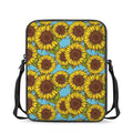 Blue Vintage Sunflower Pattern Print Rectangular Crossbody Bag