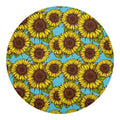 Blue Vintage Sunflower Pattern Print Round Blanket