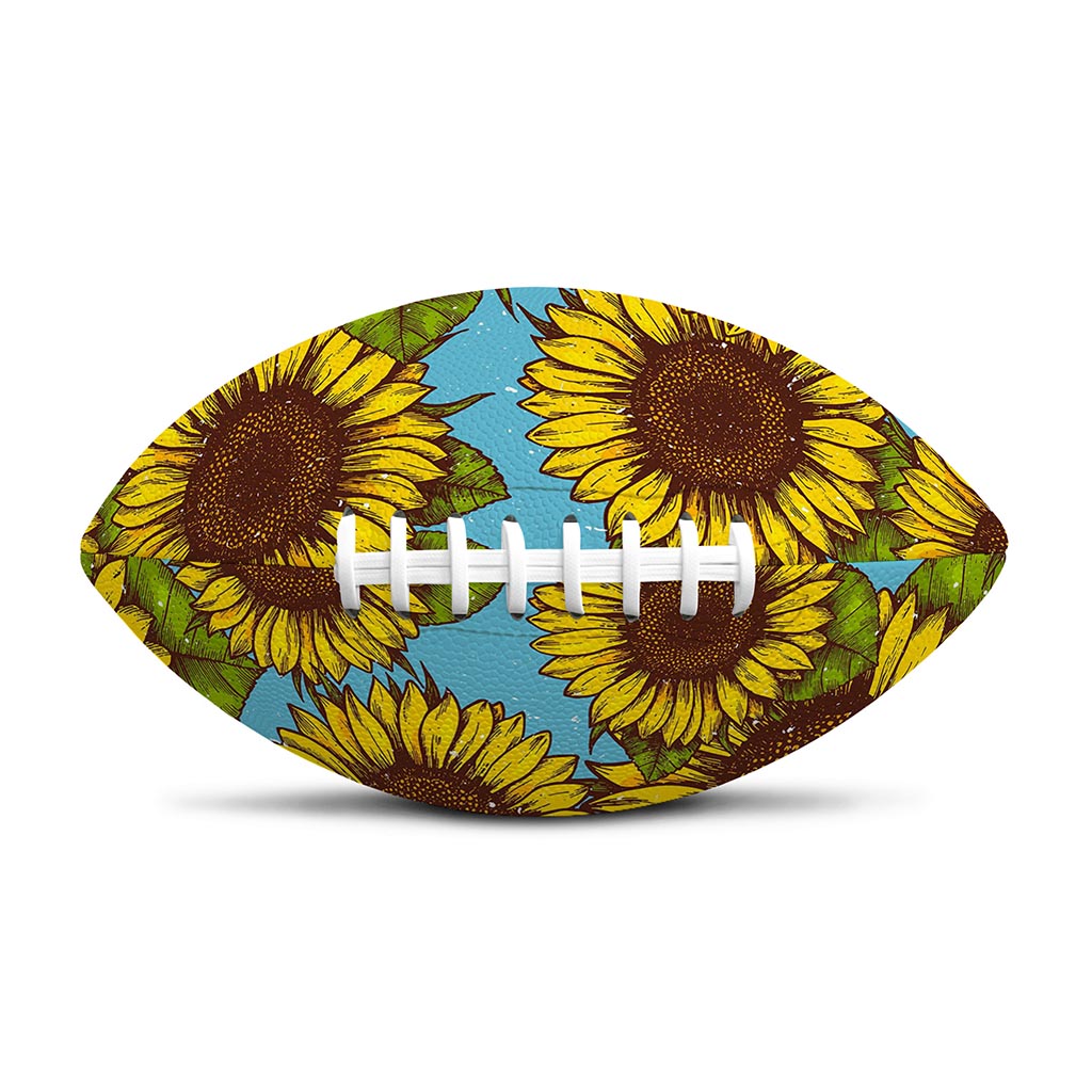 Blue Vintage Sunflower Pattern Print Rugby Ball