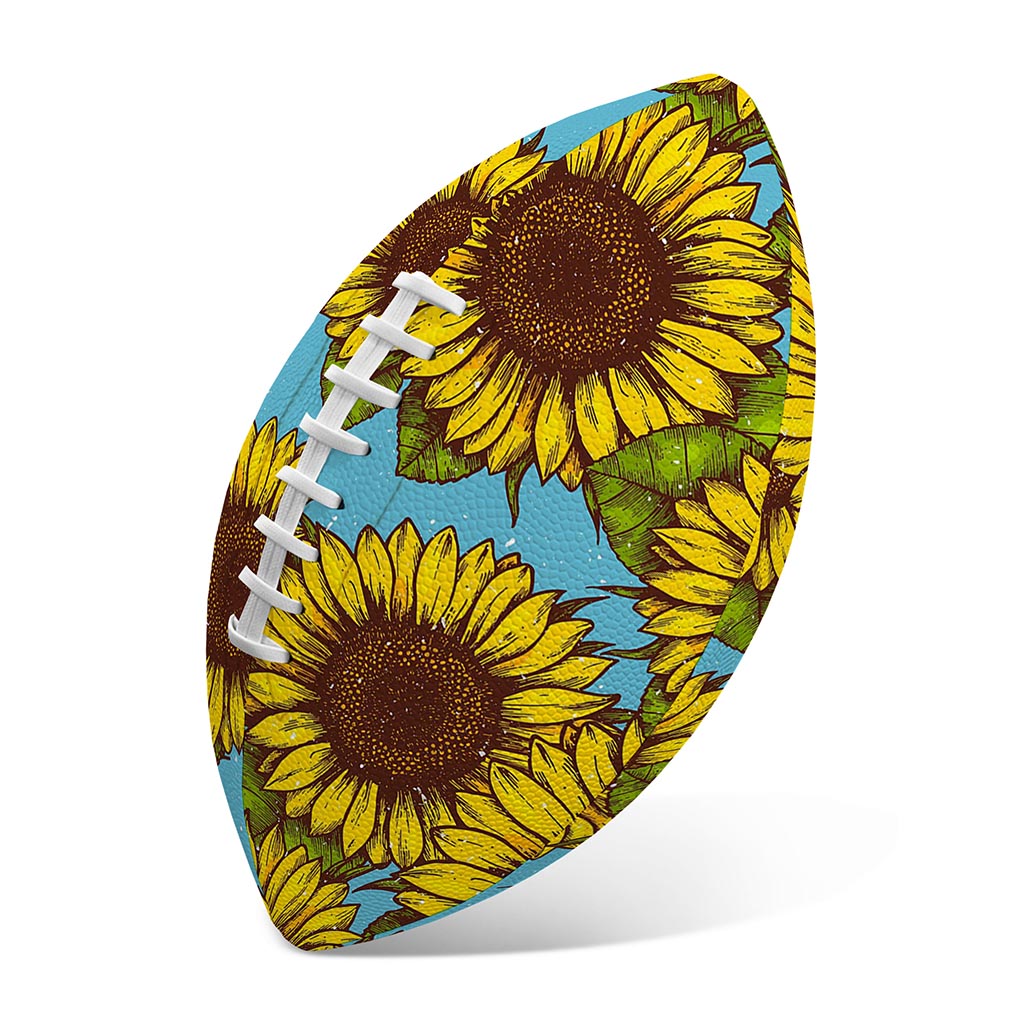Blue Vintage Sunflower Pattern Print Rugby Ball