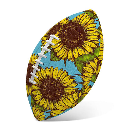 Blue Vintage Sunflower Pattern Print Rugby Ball
