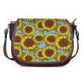 Blue Vintage Sunflower Pattern Print Saddle Bag