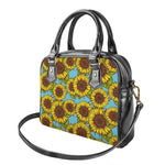 Blue Vintage Sunflower Pattern Print Shoulder Handbag