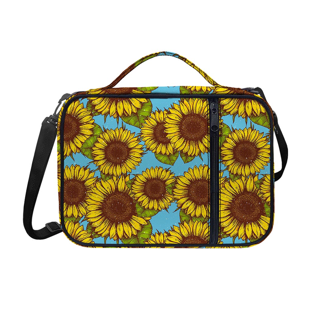 Blue Vintage Sunflower Pattern Print Shoulder Strap Bible Bag