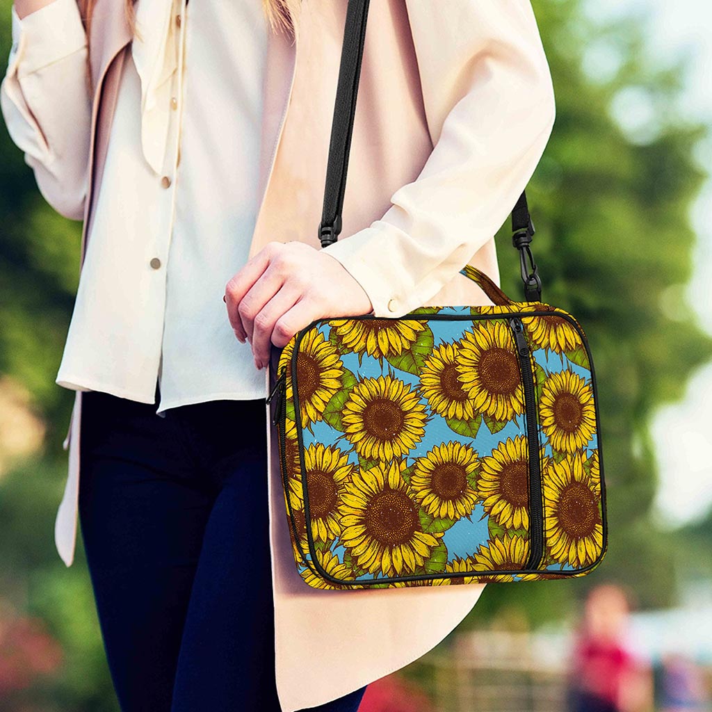 Blue Vintage Sunflower Pattern Print Shoulder Strap Bible Bag