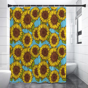 Blue Vintage Sunflower Pattern Print Shower Curtain