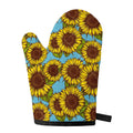 Blue Vintage Sunflower Pattern Print Single Oven Mitt