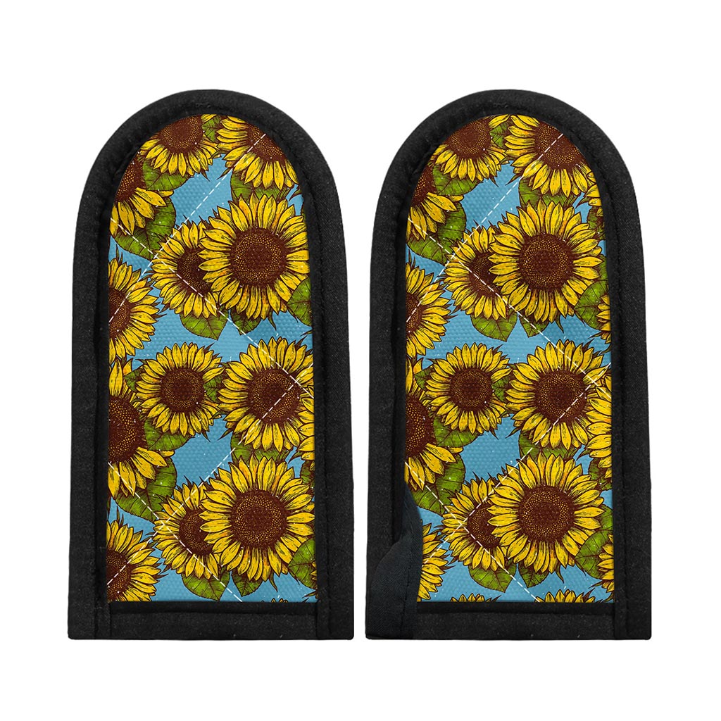 Blue Vintage Sunflower Pattern Print Skillet Handle Cover