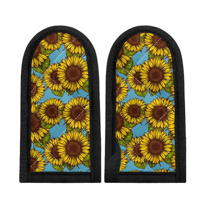 Blue Vintage Sunflower Pattern Print Skillet Handle Cover
