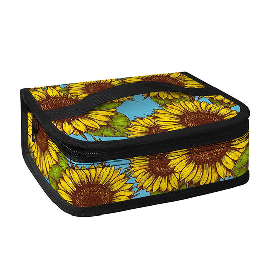 Blue Vintage Sunflower Pattern Print Small Lunch Bag