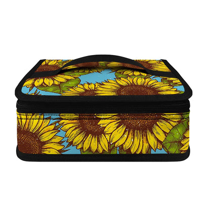 Blue Vintage Sunflower Pattern Print Small Lunch Bag
