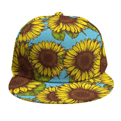 Blue Vintage Sunflower Pattern Print Snapback Cap