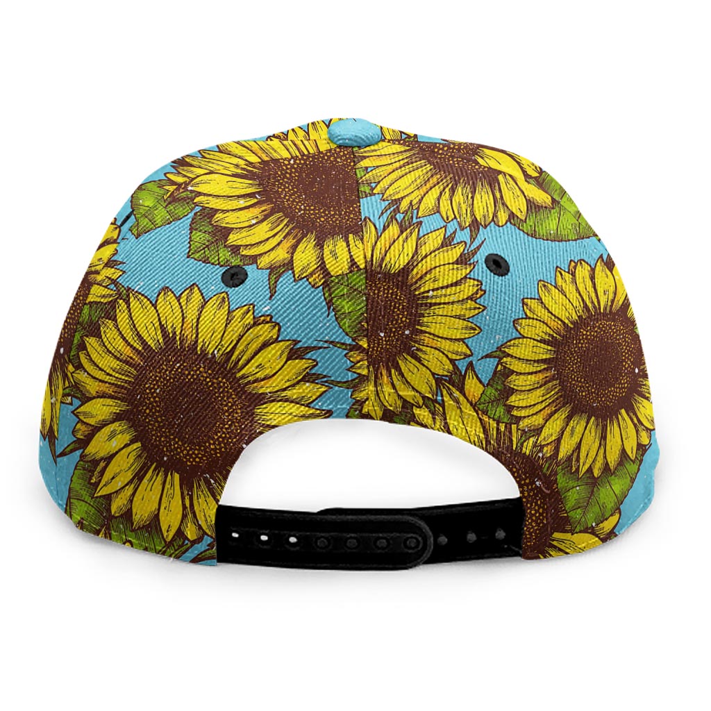 Blue Vintage Sunflower Pattern Print Snapback Cap
