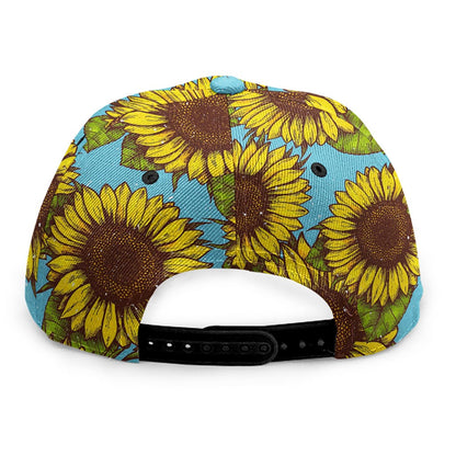 Blue Vintage Sunflower Pattern Print Snapback Cap