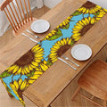 Blue Vintage Sunflower Pattern Print Table Runner