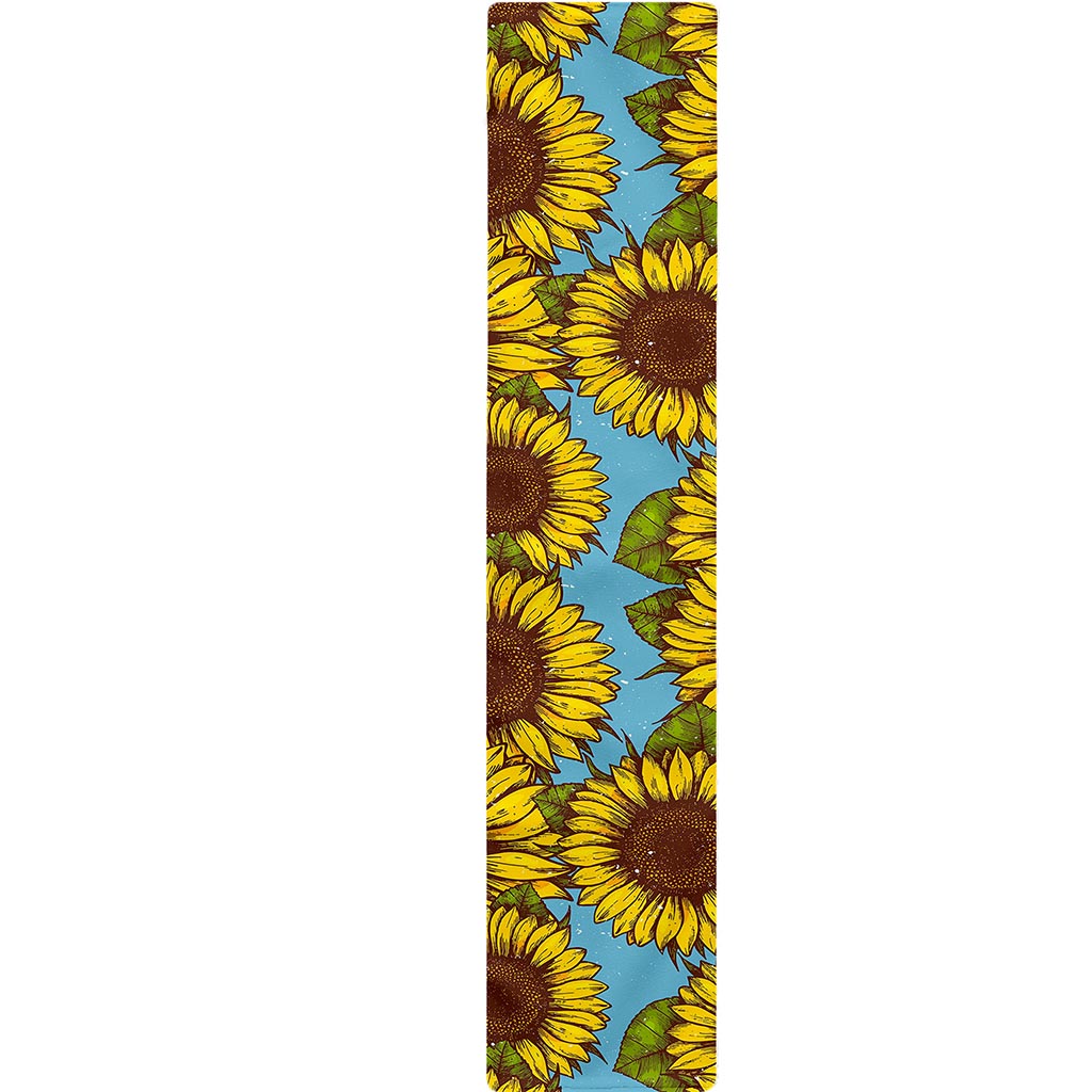 Blue Vintage Sunflower Pattern Print Table Runner