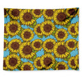 Blue Vintage Sunflower Pattern Print Tapestry