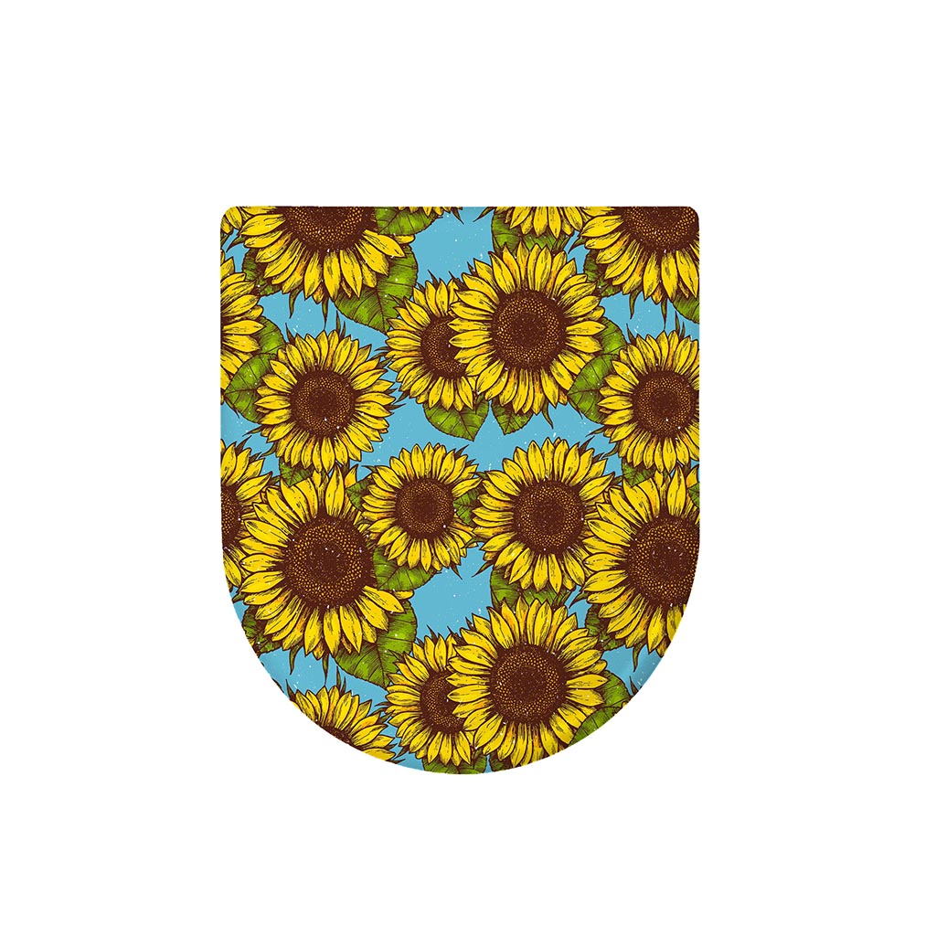 Blue Vintage Sunflower Pattern Print Toilet Lid Cover
