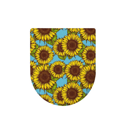 Blue Vintage Sunflower Pattern Print Toilet Lid Cover