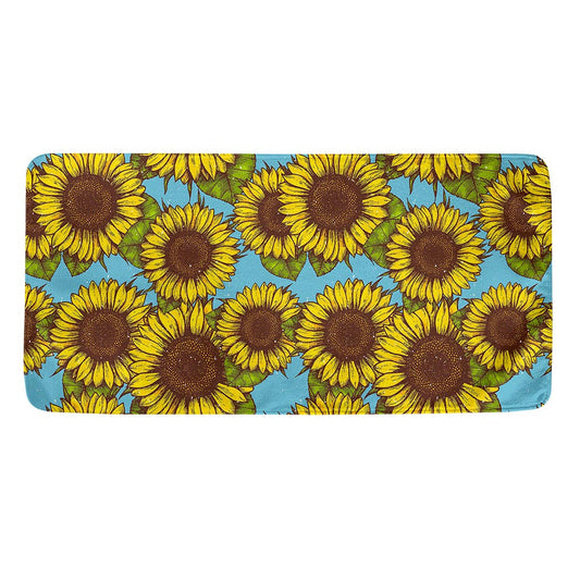 Blue Vintage Sunflower Pattern Print Towel