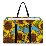Blue Vintage Sunflower Pattern Print Utility Tote Bag