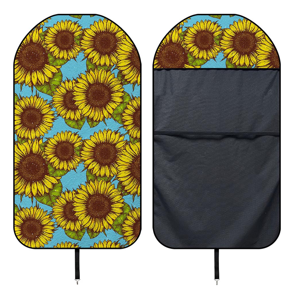 Blue Vintage Sunflower Pattern Print Waterproof Car Seat Cover