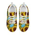 Blue Vintage Sunflower Pattern Print White Running Shoes