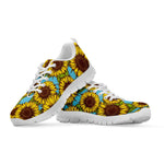 Blue Vintage Sunflower Pattern Print White Running Shoes