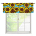 Blue Vintage Sunflower Pattern Print Window Valance