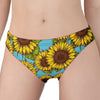 Blue Vintage Sunflower Pattern Print Women's Panties