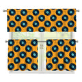 Blue Vinyl Record Pattern Print 3 Piece Kitchen Curtains