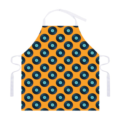 Blue Vinyl Record Pattern Print Adjustable Apron
