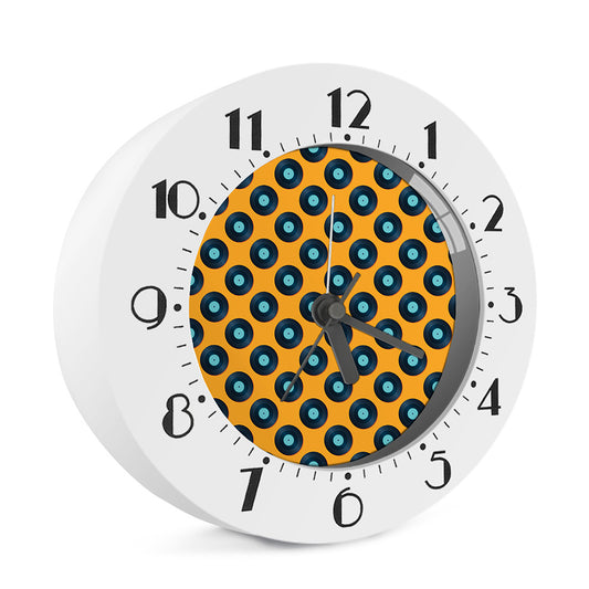 Blue Vinyl Record Pattern Print Alarm Clock