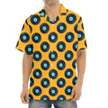 Blue Vinyl Record Pattern Print Aloha Shirt