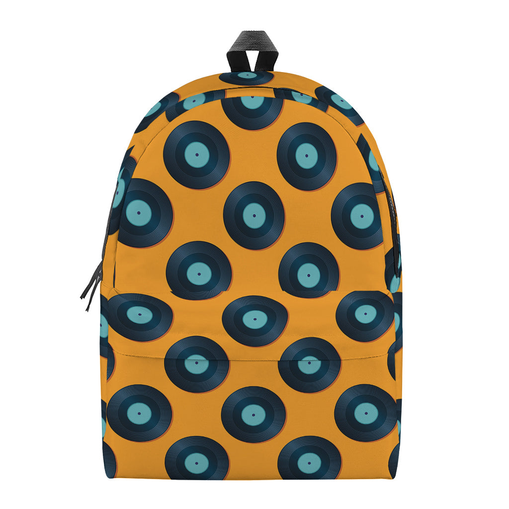 Blue Vinyl Record Pattern Print Backpack