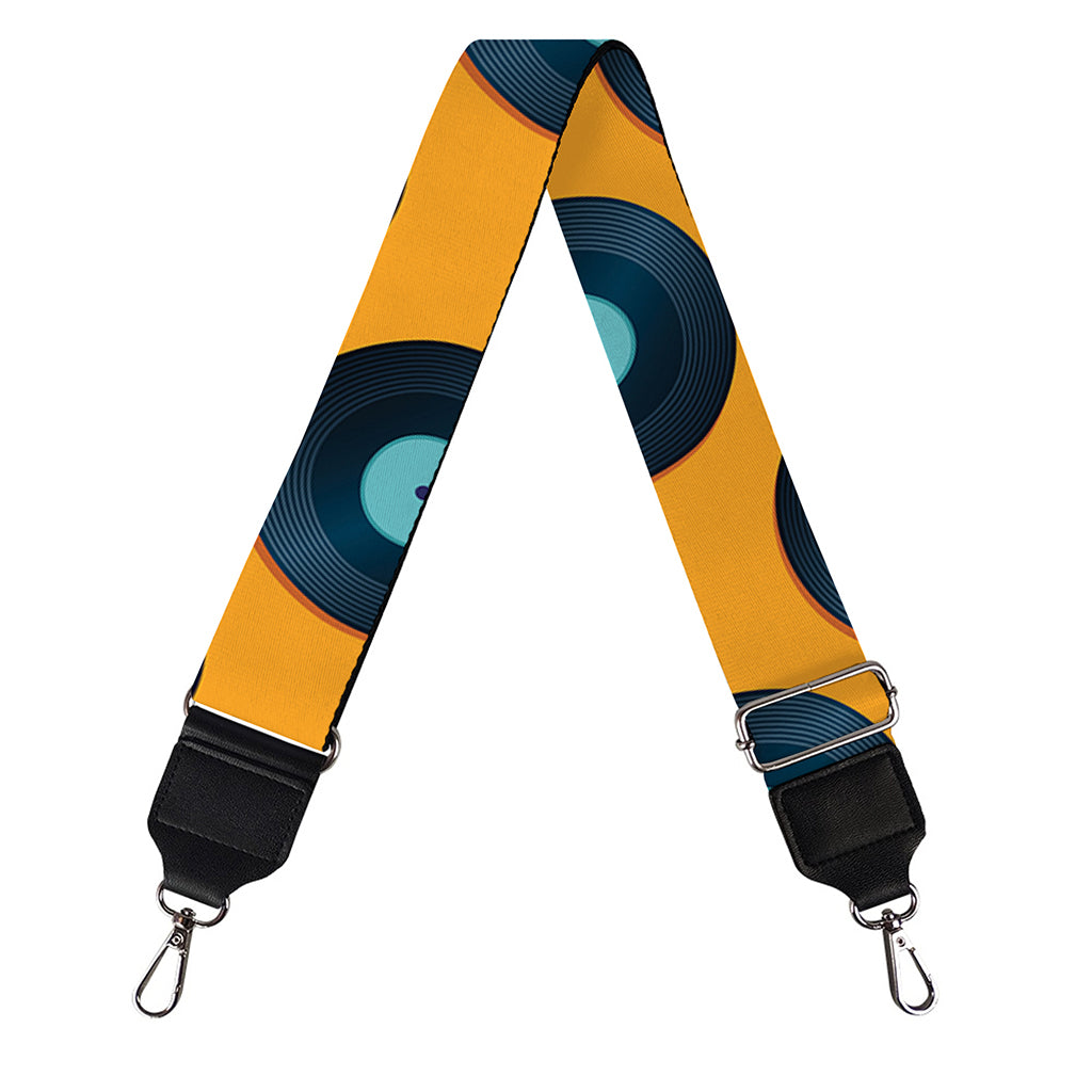 Blue Vinyl Record Pattern Print Bag Strap