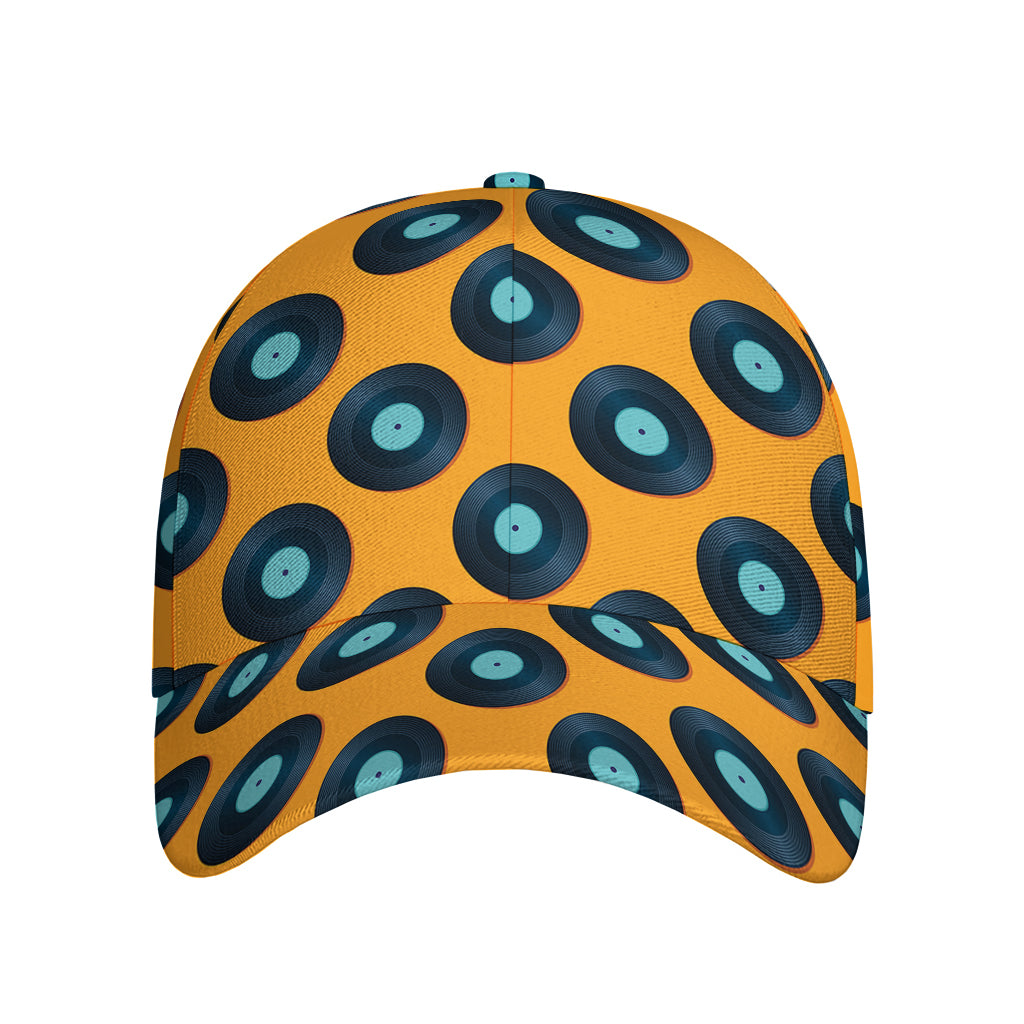 Blue Vinyl Record Pattern Print Baseball Cap