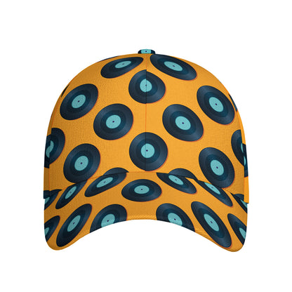 Blue Vinyl Record Pattern Print Baseball Cap