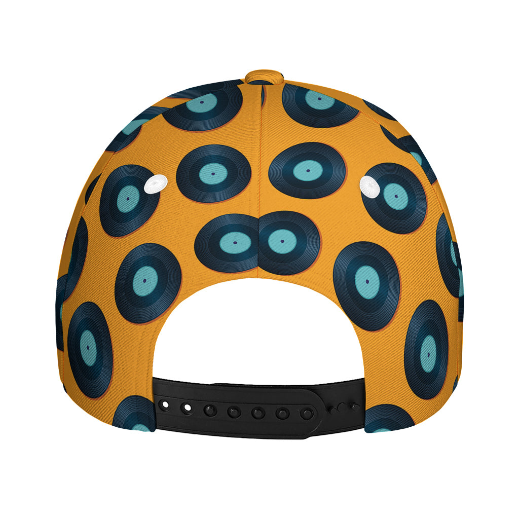 Blue Vinyl Record Pattern Print Baseball Cap